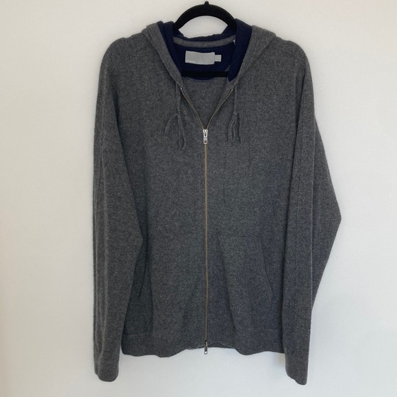 Mens Vince Cashmere Hooded Zip Up Sweater - Picture 1 of 8